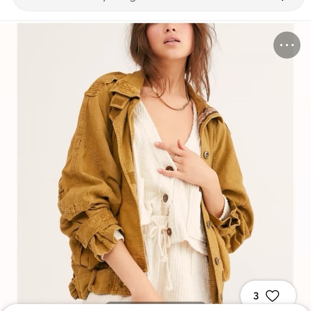 Free People Khaki Brown Khaki Utility Jacket- Size Small